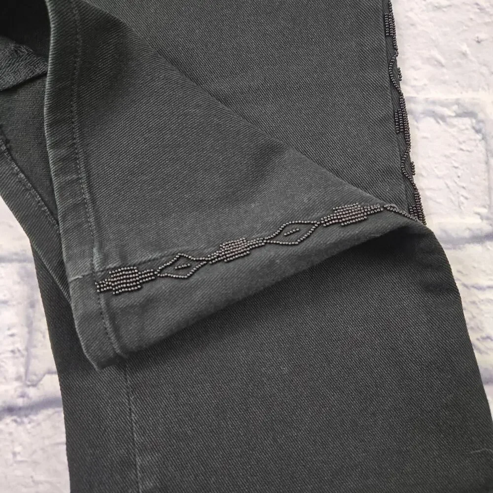 Lauren Jeans Co Beaded Jeans Black Southwestern Bootcut Ralph Lauren sz 4 Petite